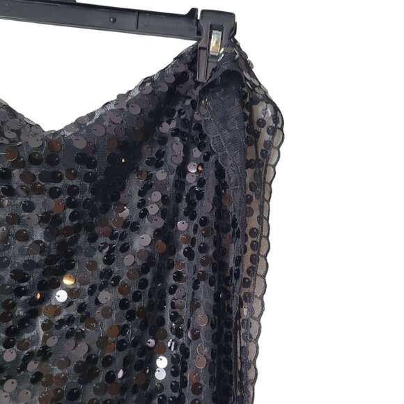 Black Sequin Scarf With Sheer Fabric Lightweight Elegant Design 21" Wide x 35.5" - Picture 11 of 16